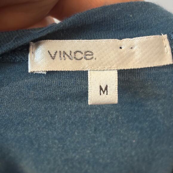 Vince Luxe Deep V Neck Blue Tunic/Dress Chic Breathable Cotton Modal Medium - Picture 4 of 8